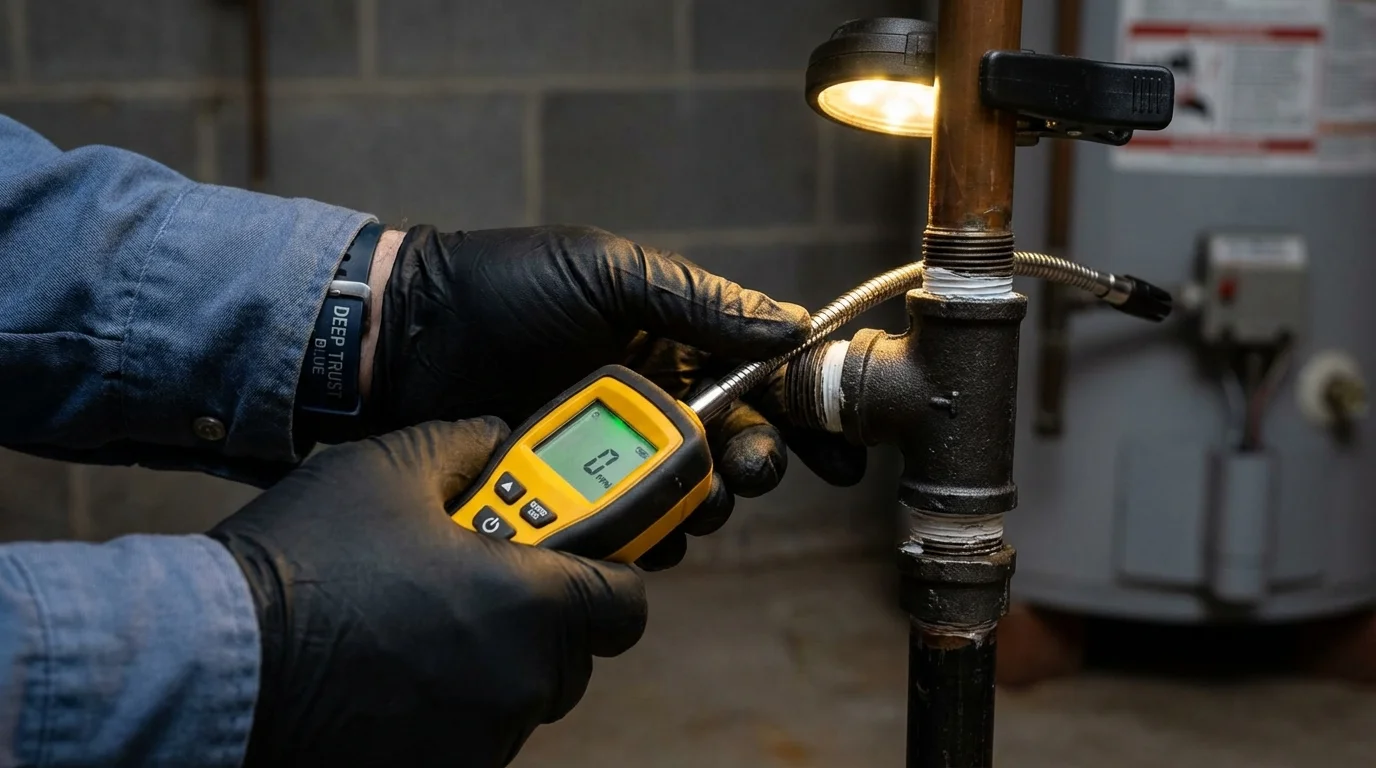 Gas leak detection with electronic sniffer by Johns Plumbing LLC in Gibbsboro