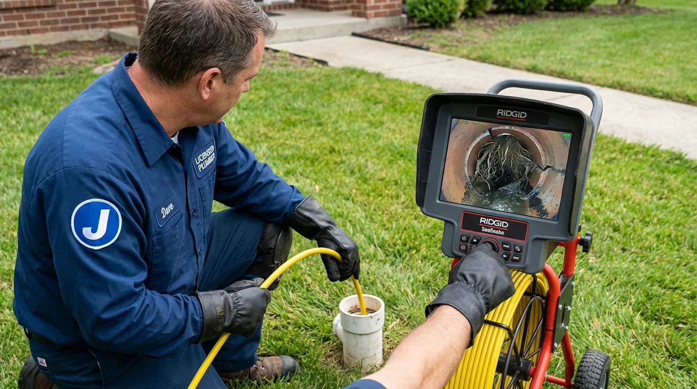 Sewer camera inspection being performed by Johns Plumbing LLC in Gibbsboro