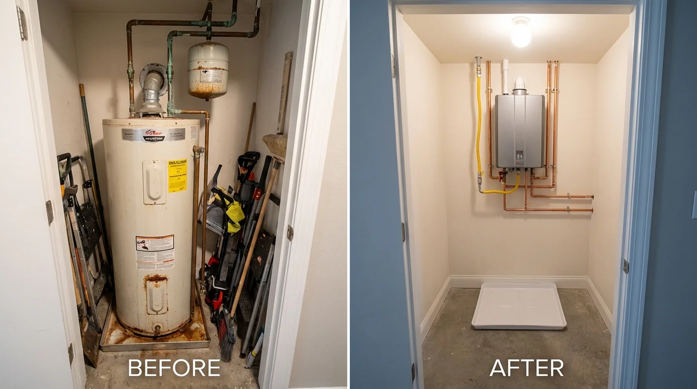 Tank water heater versus wall-mounted tankless unit comparison for Gibbsboro, NJ homeowners